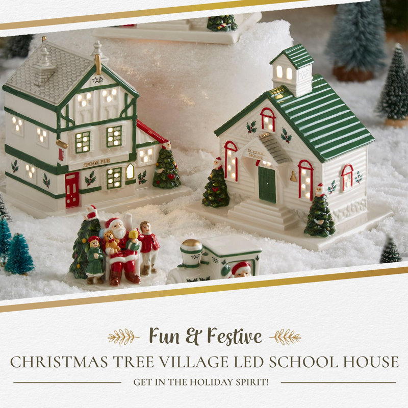 Spode Christmas Tree Led School House 5.5"