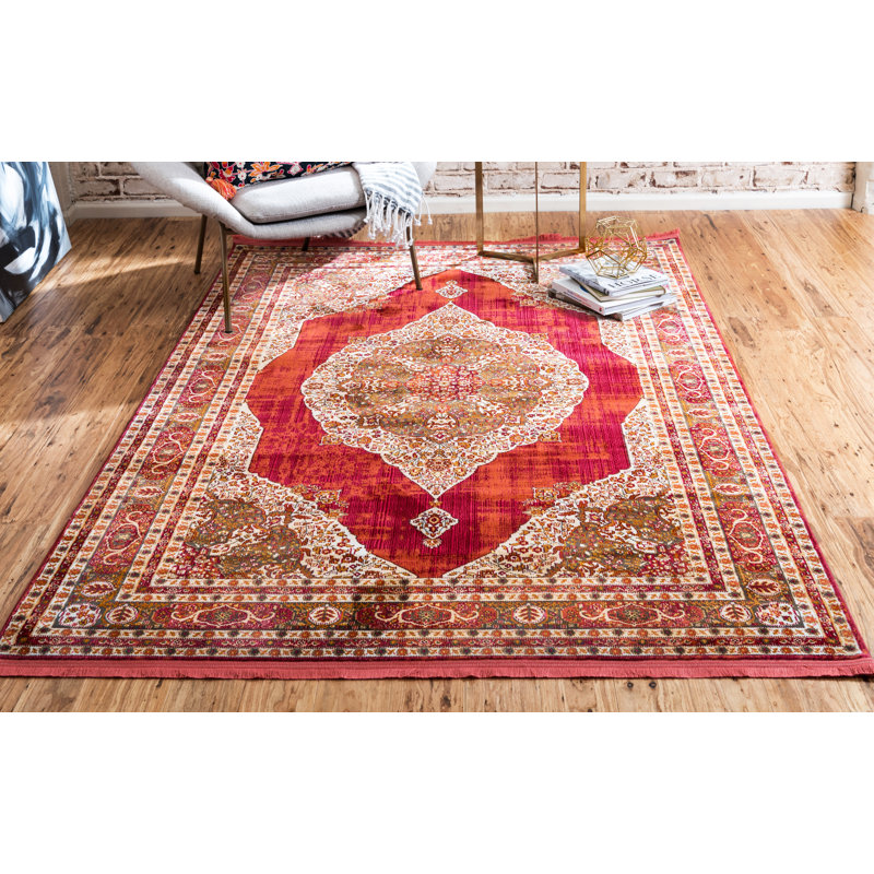 Folmar Oriental Area Rug, Rectangle 10' x 13'1", Red 