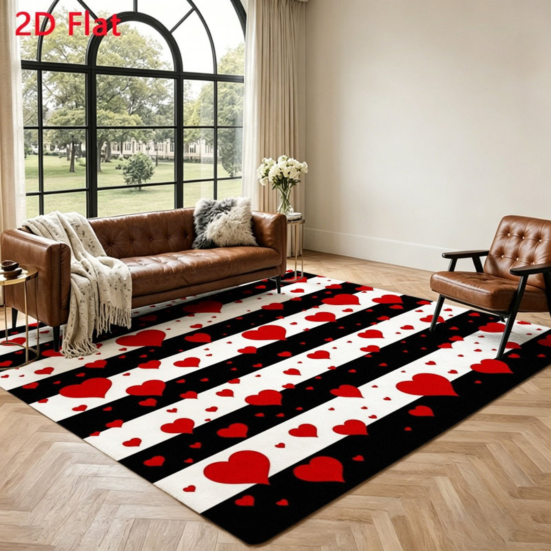 Heart Pattern Area Rug, Chair Floor Protector, Soft Plush Stain Resistant Non-Slip Machine Washable Shag, Indoor Mat for Living Room, Bedroom, Entryway, Home Office and Dining Spaces, rugs