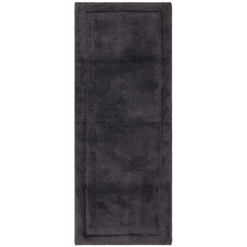 Kalb Solid Cotton Non Slip Machine Washable Bath Rug, Charcoal, 27" W x 45" L