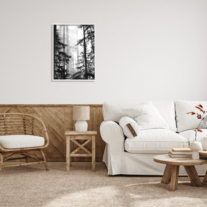 «Forest Light» qui brille à travers de grands arbres, photographie de paysage surdimensionnée, giclée sur toile blanche, art texturé par Gail Peck