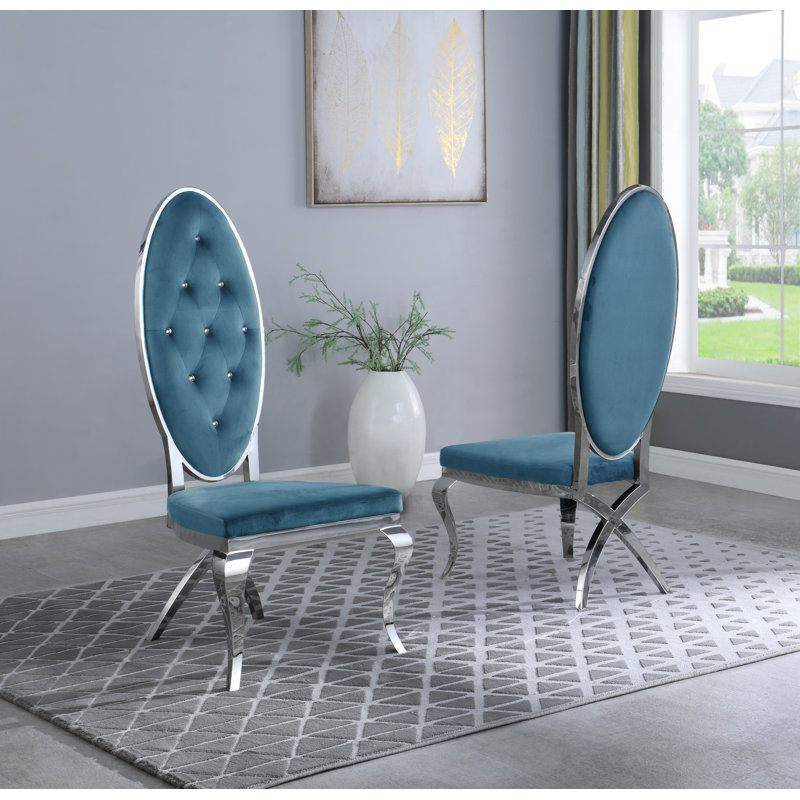 Chaises d'appoint rembourrées Edgardo, Bleu sarcelle