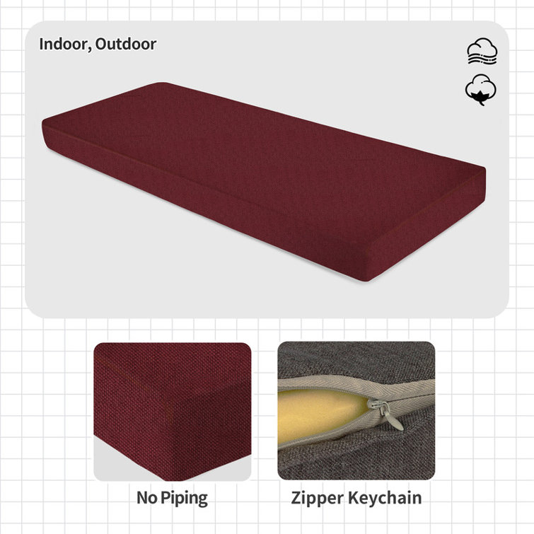 3'' H Customizable Bench Cushion For Indoor/Outdoor Furniture/Chair/Window Seat, Premium 75D High-Resilience Foam