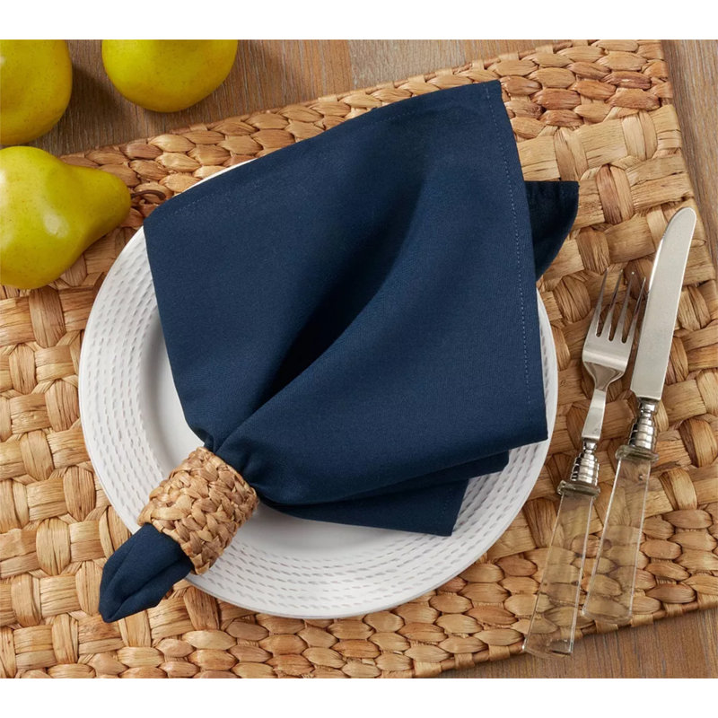 Polyester No Pattern Square Napkin, Navy Blue