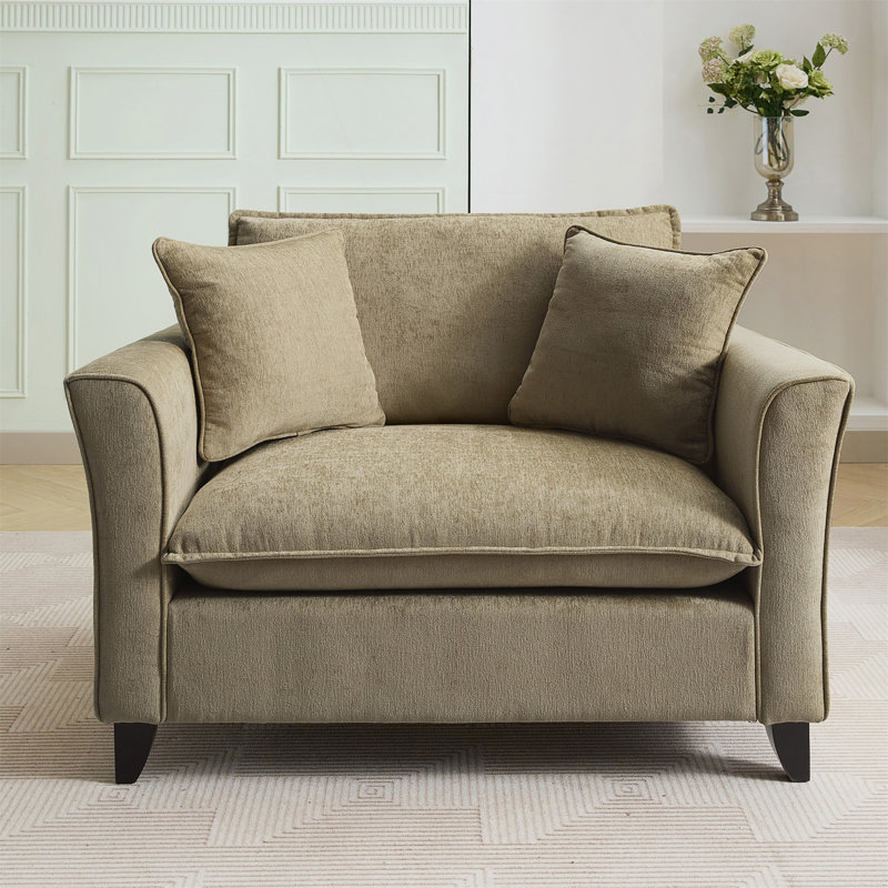 Fauteuil surdimensionné de 46,3 po, tissu chenille, fauteuil confortable et demi-canapé simple avec coussin, Vert