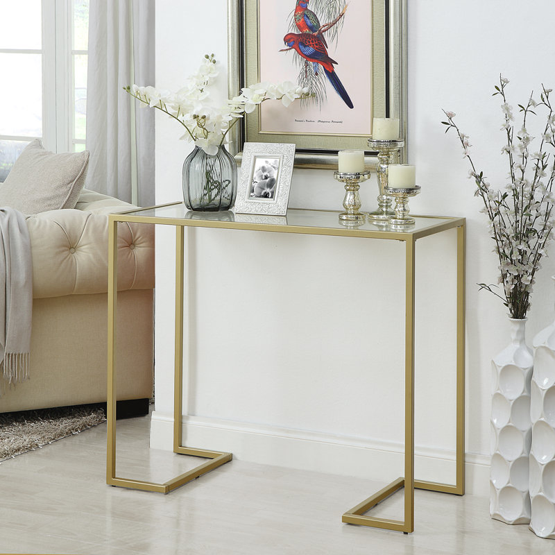 Adams 96.52cm Glass Top Console Table, Gold