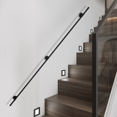96" Wall Support Industrial Loft Pipe Handrail For Stairs