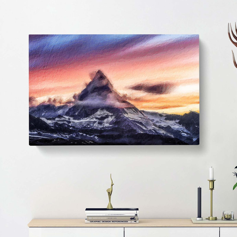 Matterhorn Mountain In Zermatt - Wrapped Canvas Painting, 50cm H x 76cm W x 3cm D