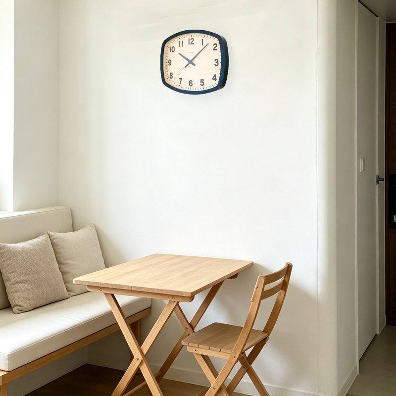 Horloge murale carrée en bois massif bleu marine