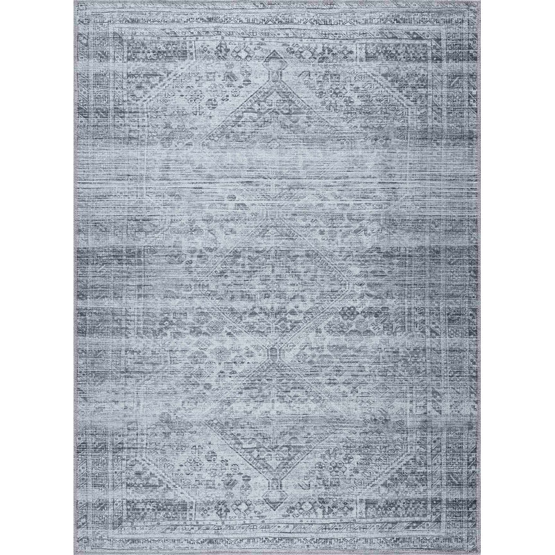 Tapis marocain en polyester tissé à la machine Lunagrace, Rectangle 2 pi x 2 pi 11 po