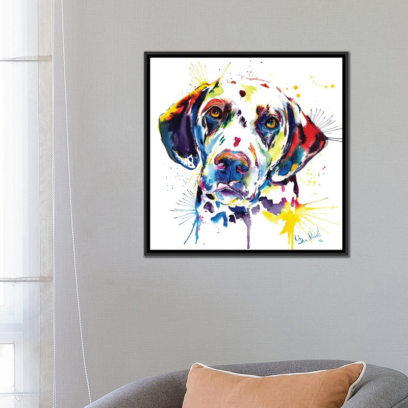 « dalmation », impression sur toile, H 26 po x l 26 po x P 1,5 po, Toile avec cadre noir, Pas de tapis