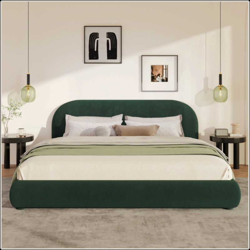 Lit en velours doux: texture luxueuse et légère, ajoutant une atmosphère haut de gamme à la chambre à coucher, Très grand lit