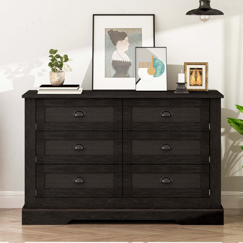 Commode 6 tiroirs Eshmaal, Gris foncé