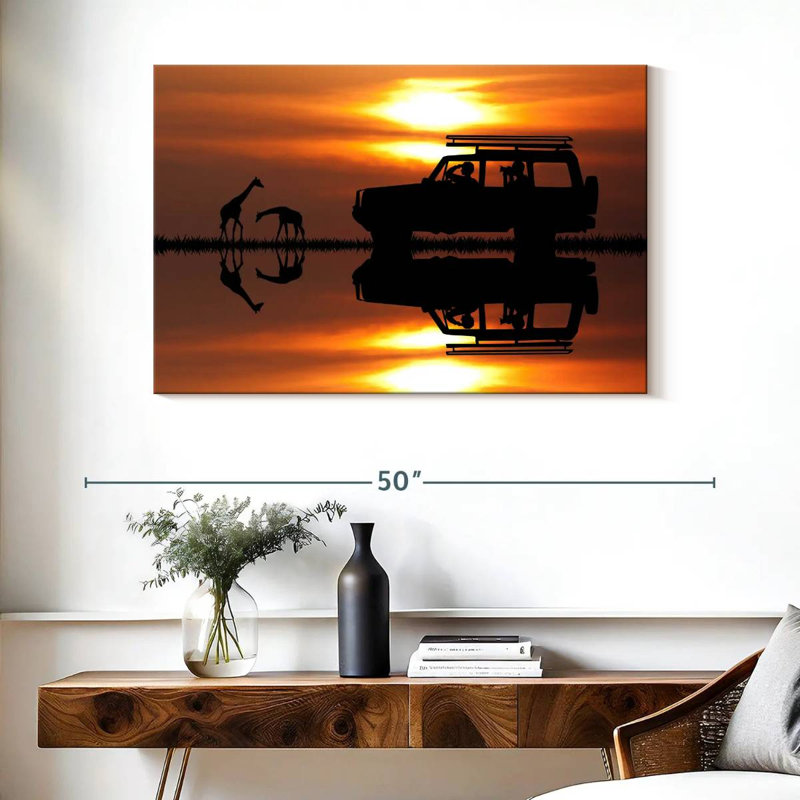 «Brampt Giraffe Sunset Journey», H 26 po x l 39 po