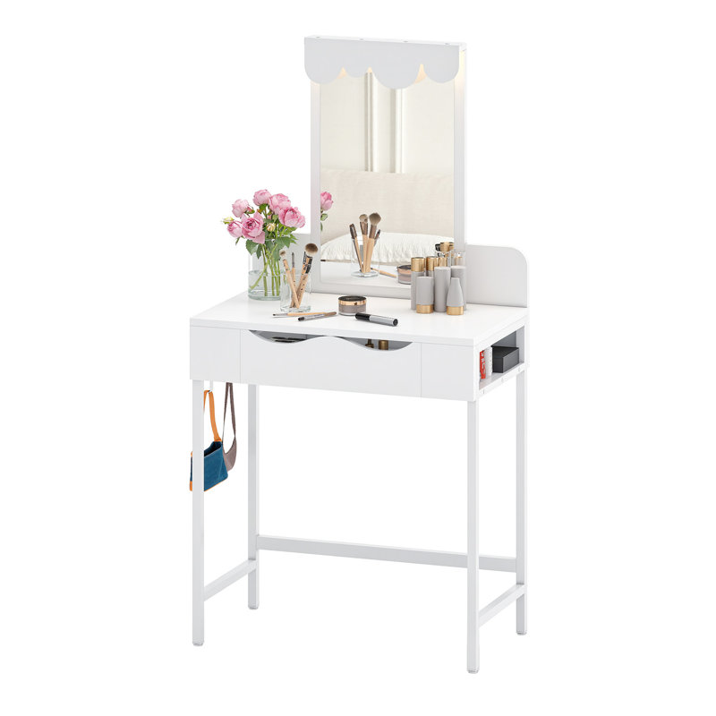 Cloud-Shaped Dressing Table with Mirror 70x40x140 cm, White