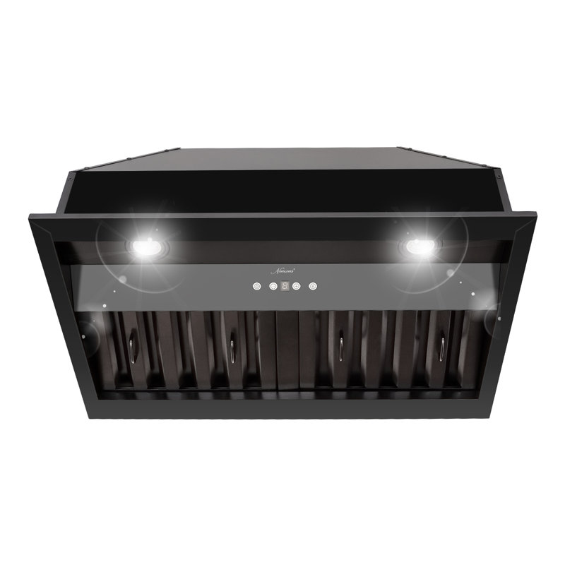 30 inch Range Hood Insert 600 CFM with Charcoal Filter and Light Included, Matte Black
