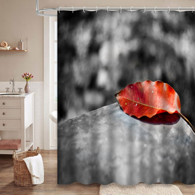 Rideau de douche avec 12 crochets Red Leaf
