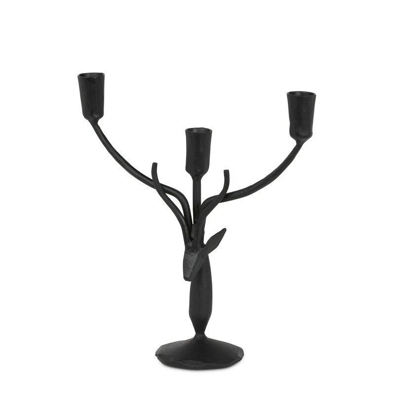 Porte-bougie cerf, petit, Small, Black