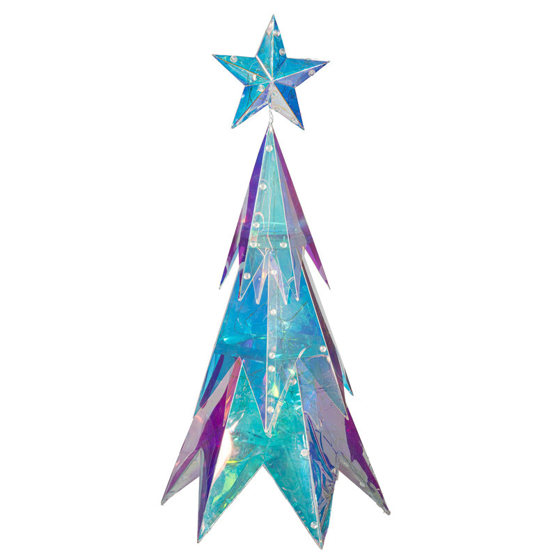 Décoration de table arbre de Noël DEL en plastique irisé, 21 po H