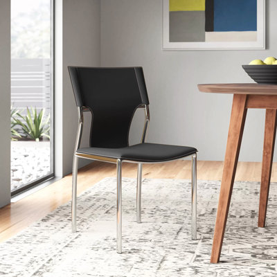 Zella Leather Side Chair by Wade Logan