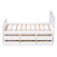 Lit plateforme simple en bois massif avec rangement à 6 tiroirs, blanc