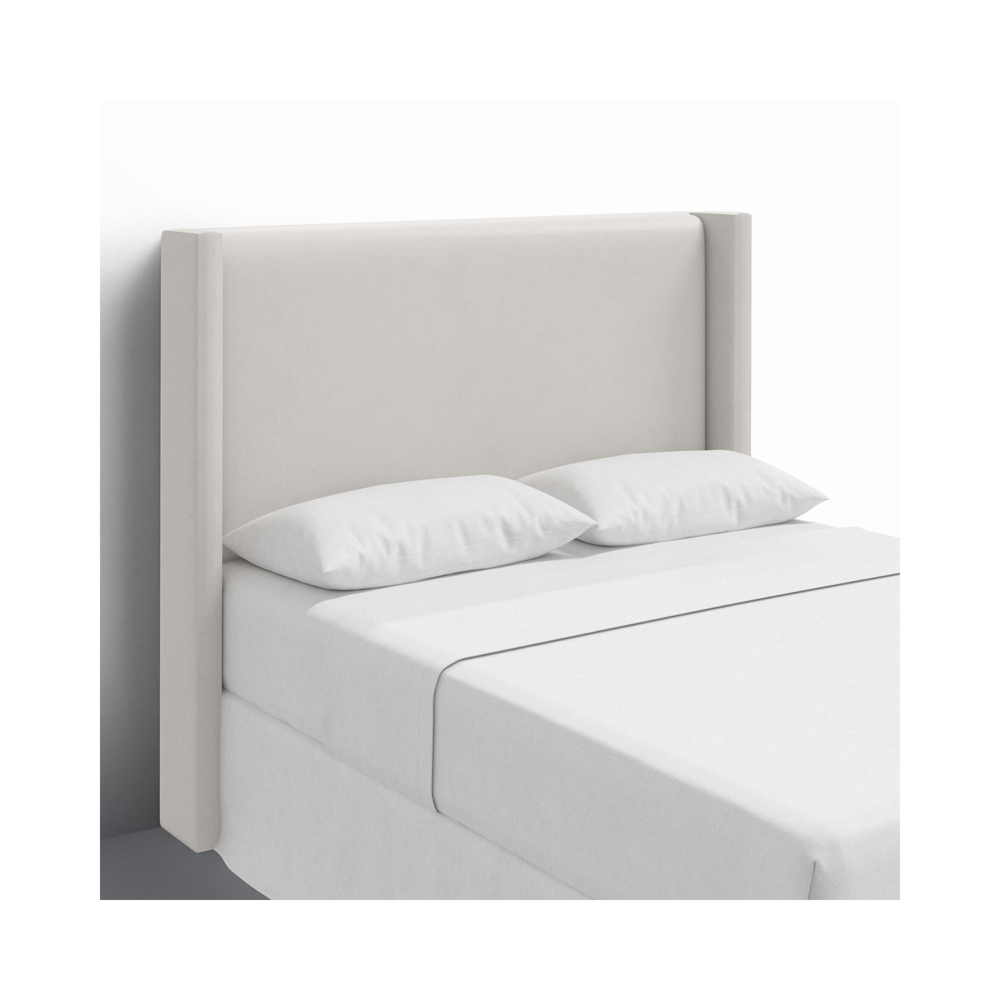 Hanson Upholstered Headboard, Bella Light Gray Performance Velvet, Queen