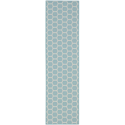 Kyee Geometric Reversible Indoor / Outdoor Area Rug in Aqua