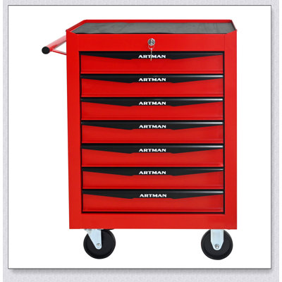 Durable Rolling Metal Tool Chest With 7 Drawers, Ball Bearing Slides, And Lockable Security For Organized Storage