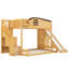 Lit superposé simple au dessus d'un lit double avec escalier de rangement, tablette, glissade et garde-robe, naturel et espresso-2024232870