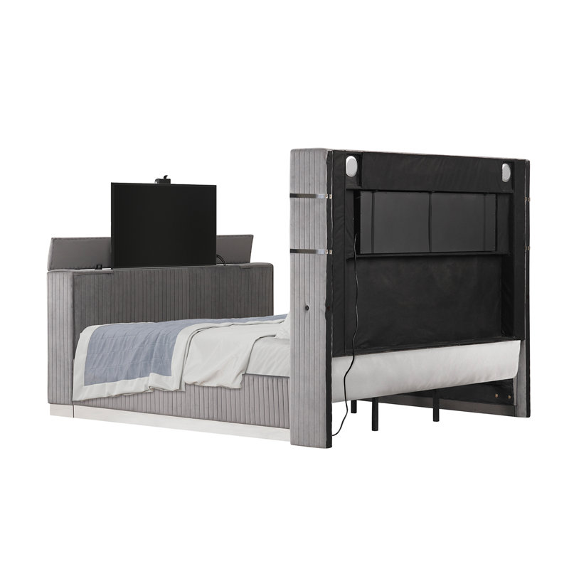 Limann Upholstered Wingback Bed, King, Gray
