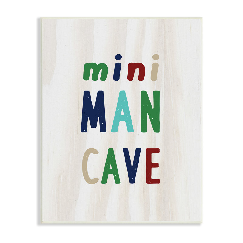«Playful Mini Man Cave Text Grain Pattern» par Lil 'Rue - Art textuel, Plaque murale, H 15 po x l 10 po x P 0,5 po