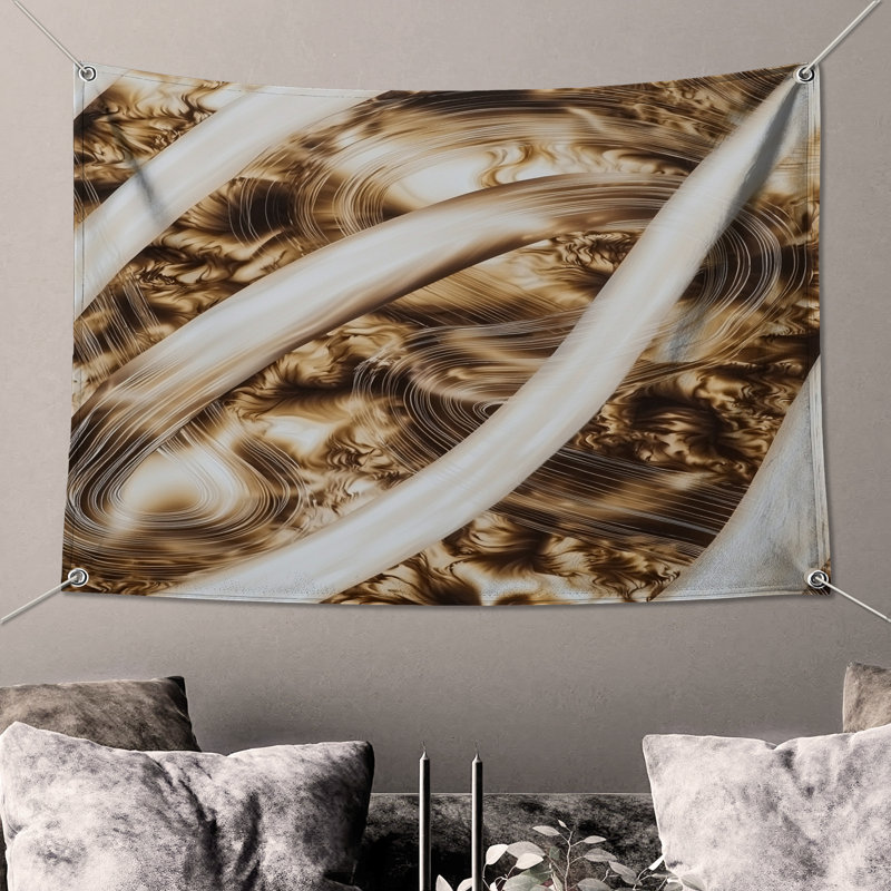 Tapisserie murale tourbillons - Décoration murale abstraite, H 68 po x l 80 po avec 4 œillets