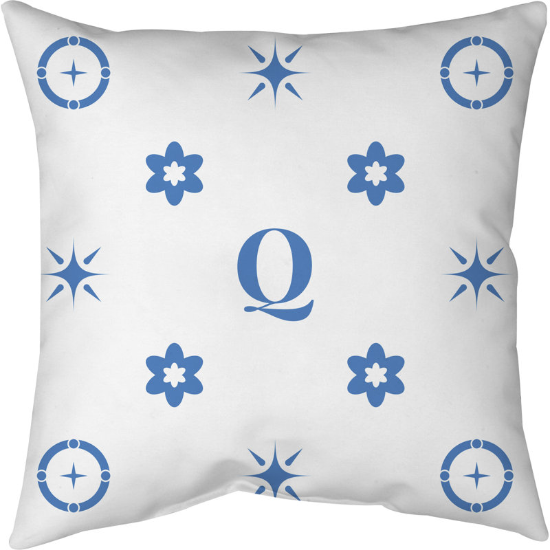 Coussin en polyester Spun, Blanc / Bleu, Oui