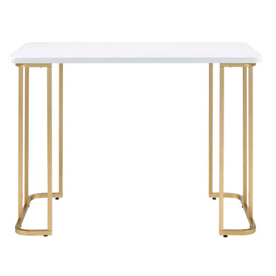 White And Gold Computer Desk With Extra Work Surface, Metal Leg Durability Studying For Academic Success - Maximize Your Potential