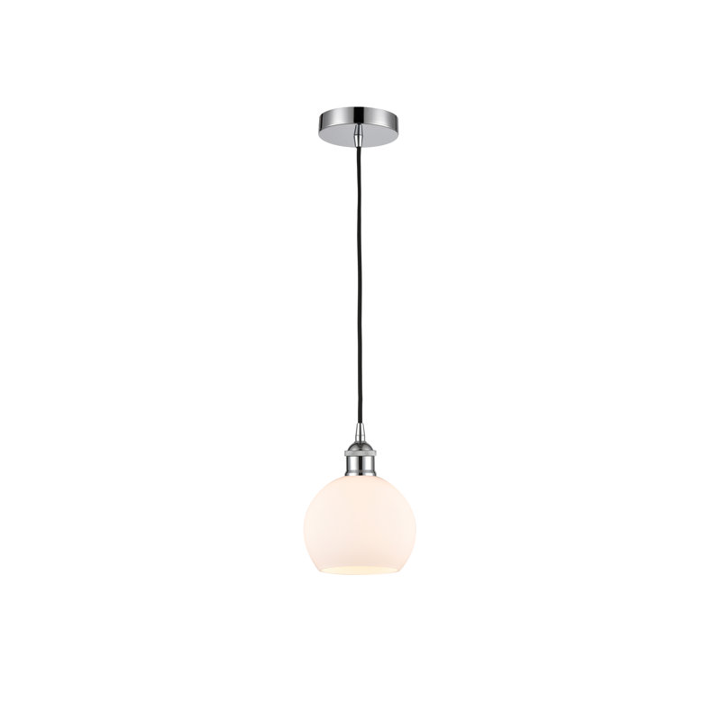 Luminaire suspendu simple à 1 lumière Ralph, Blanc mat, H 8,88 po x l 6 po x P 6 po, Chrome poli