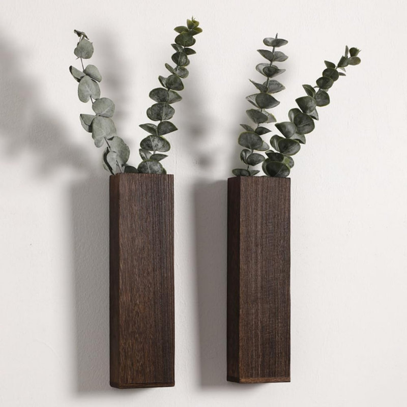 Ensemble de 2 pots de fleurs avec eucalyptus artificiel mural