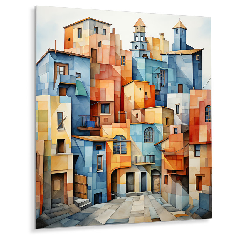 - Collages abstraits, impressions murales en métal, H 32 po x l 16 po x P 1 po