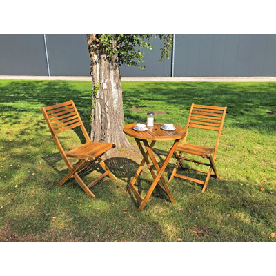 Merito 2 - Person Acacia Wood Patio Dining Set with Round Table
