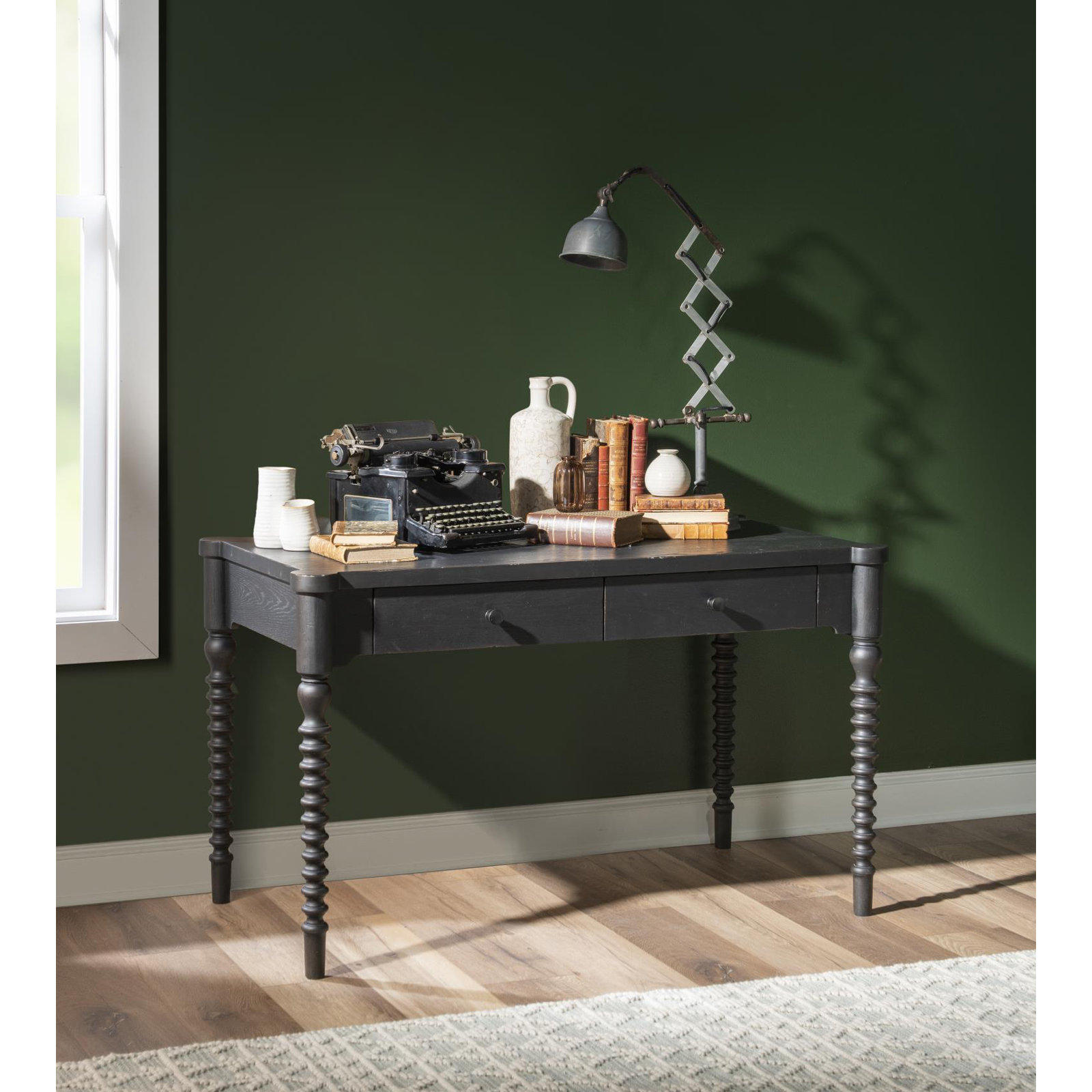 Country Living 2-Drawer Writing Desk, Black