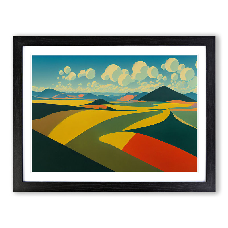 Abstract Meadow Landscape Vol.2 - Single Picture Frame Print, 25cm H x 34cm W x 2cm D, Black