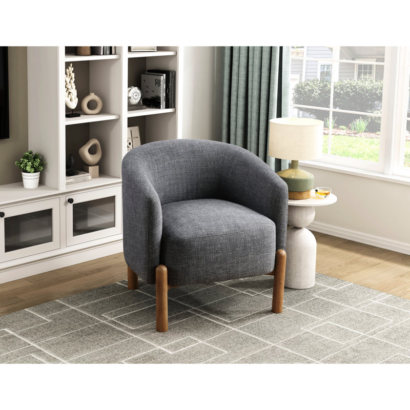Fauteuil moderne gris, structure en contreplaqué et salon confortable en bois massif