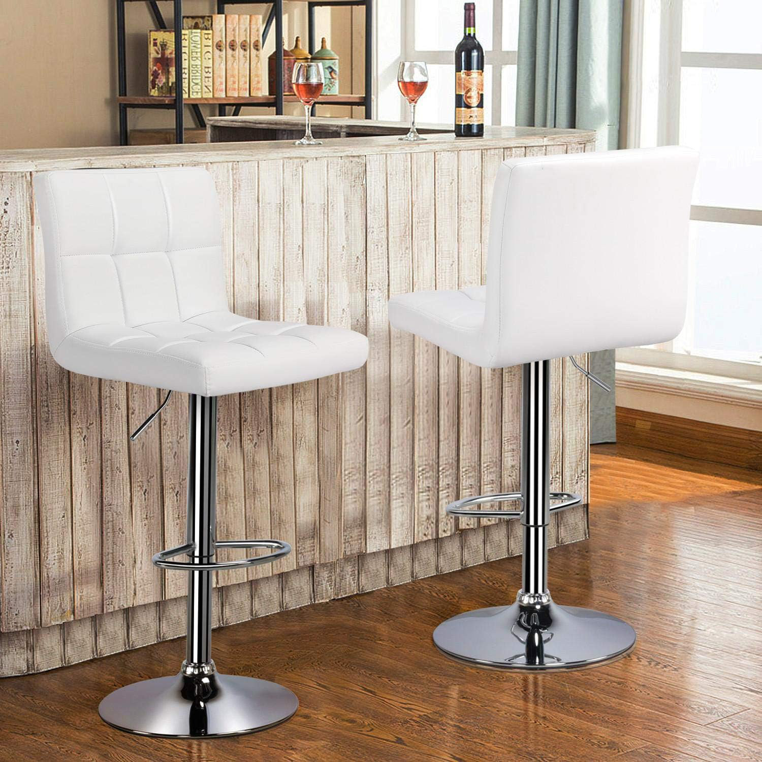 Brayden Studio® Bar Stools Set of 2PU Leather Adjustable Swivel
