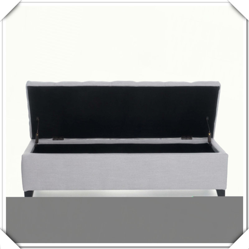 Tufted Storage Ottoman Pressure Hinges Soft Material Functional Versatile Practical Comfortable Multi-Purpose, Light Gray