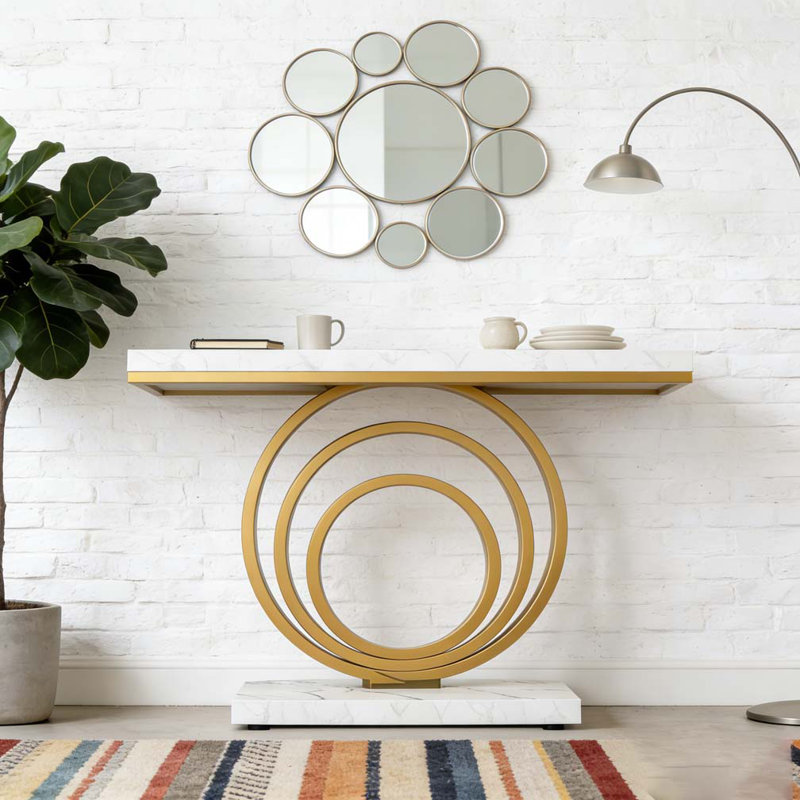 Narrow Entryway Sofa Table with Ring Base