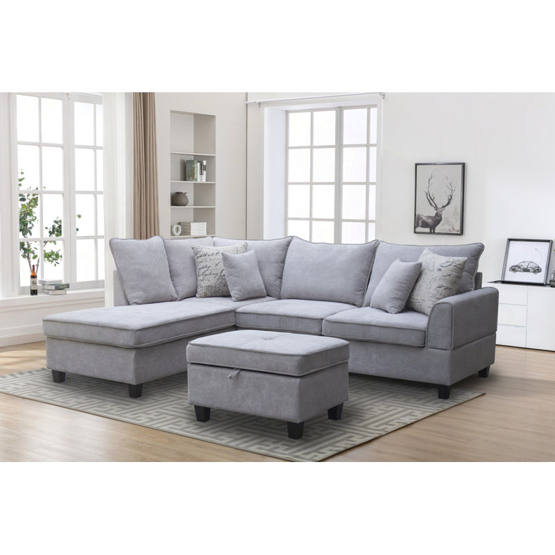 Canapé modulaire en tissu gris clair l 99,5 po