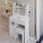 29.2" Small Size Left Drawer Desktop Vanity Table + Cushioned Stool, Large Sliding, Touch Control, Tri-color Switching, Brightness Adjust LED Mirror, High Capacity Storage, Suitable for Small Space-1424147732
