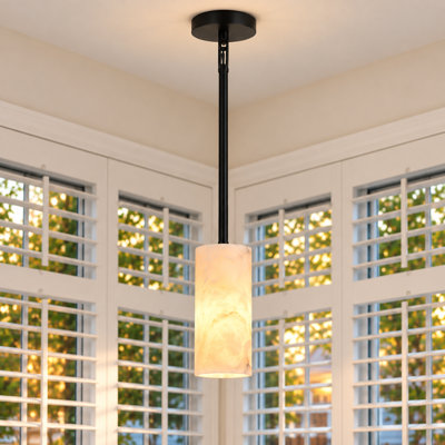 Luminaire suspendu en albâtre pour îlot de cuisine, luminaire suspendu en marbre moderne, luminaires suspendus noirs réglables pour salle à manger de salle de bain (avec ampoule E12)