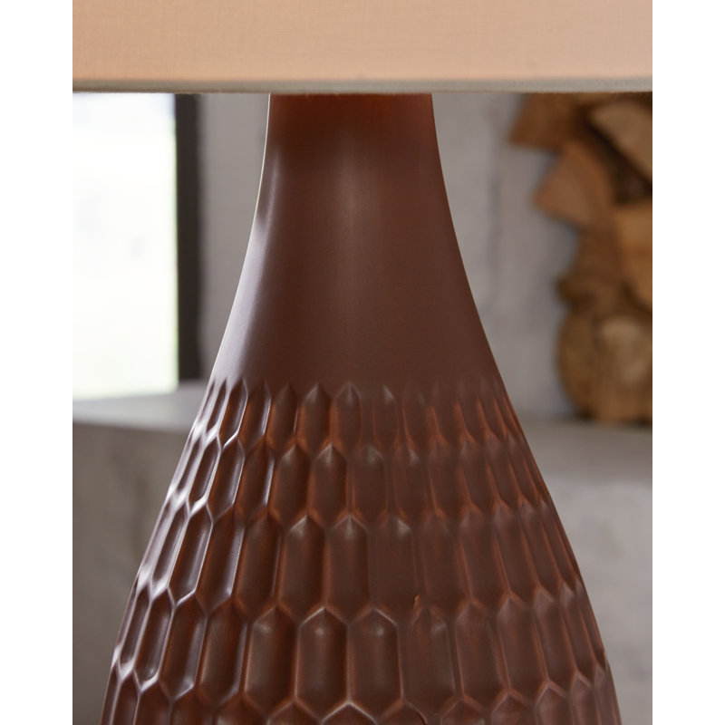 Cartford Reddish Brown Ceramic Table Lamp Set with 3-Way Switch