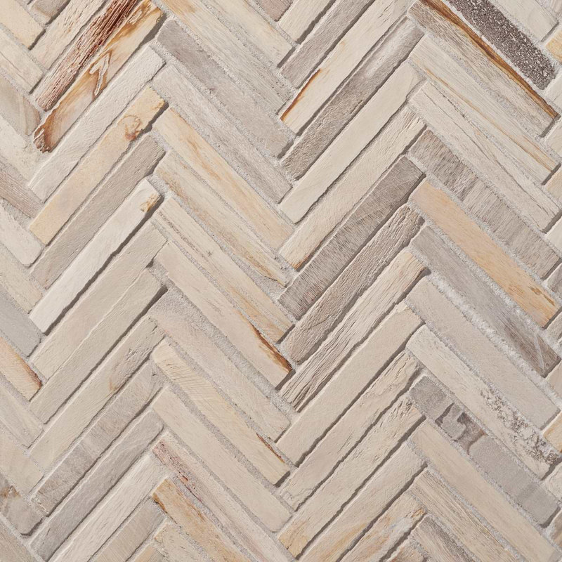 Fossil 1x4 Herringbone Matte Petrified Natural Stone Mosaic Tile