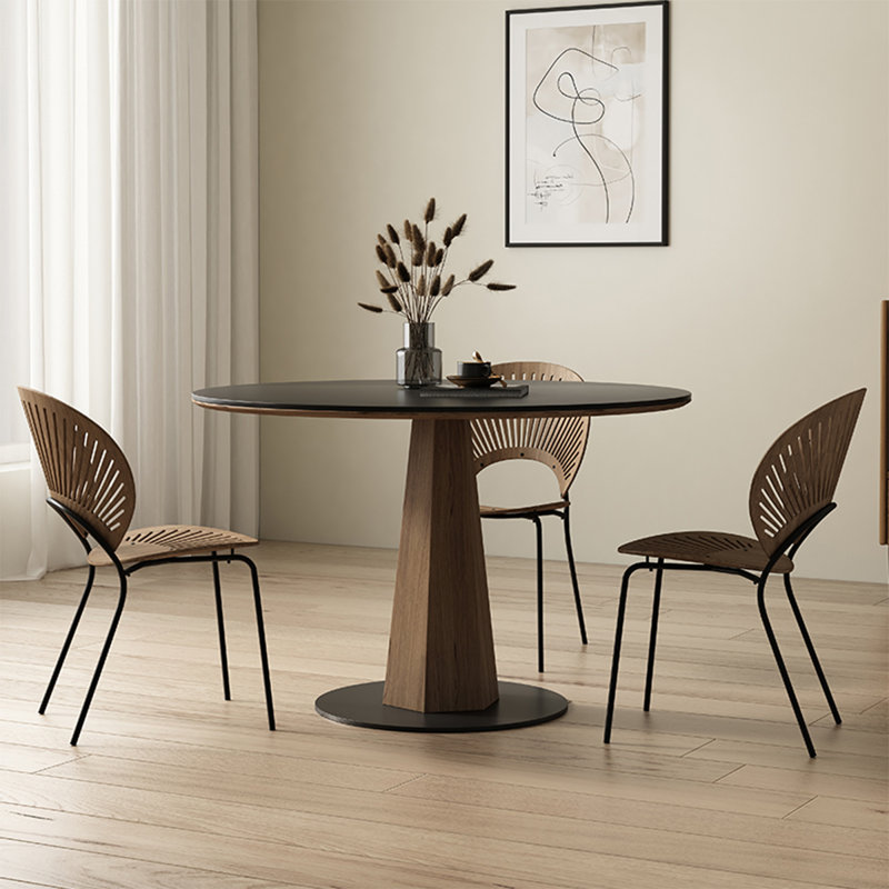 Table de salle à manger en noyer foncé, H 29,53 po x L 39,37 po x l 39,37 po